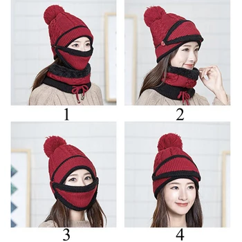 

1SET Neck Tube Ear Warmer Gaiter Face Mask Headband Winter Thermal Warm Scarf for Camping Hiking Headwear Beanie Hat Cap