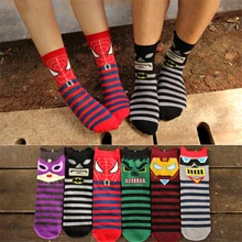 New version Marvel striped print socks cotton Iron man Spider Man autumn men women red cartoon cute Q version casual funny novel New version Marvel striped print socks cotton Iron man Spider Man autumn men women red cartoon cute Q version casual funny novel