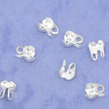Серебряные украшения doreenbeads Calottes Конец Обжимные бусины шариковая цепь соединитель застежка 4x3,5 мм(подходит 1 мм-1,5 мм Шаровая цепь), 90 штук