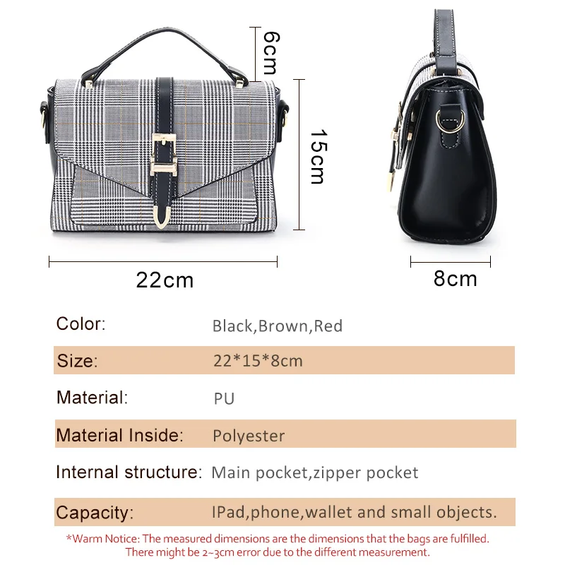 Клетчатая женская сумка через плечо, Маленькая женская сумка из искусственной кожи, женские сумки через плечо, Дамский кошелек с верхней ручкой, мягкие женские сумки с клапаном