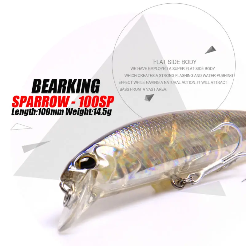 Retail Bearking 2016 hot model fishing lures hard bait 7color for choose 100mm 14.5g  minnow,quality professional minnow