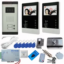 4.3Inch color TFT LCD Wired Monitor Video Door Telephone Rfid Unlock Electronic Lock Video Cameras For Video Doorphone 2 buttons