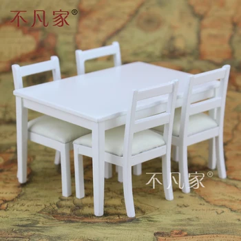 

Dollhouses 1/12 scale miniature furniture White dining table And 4 pcs chairs