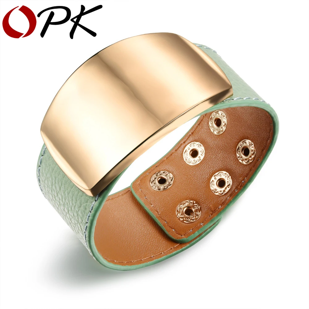 

OPK Cool Woman Leather Bangles Fashion Belt Design Bracelet Bangle For Women Chams Pulseiras Pulseras Vintage Jewelry PH1009