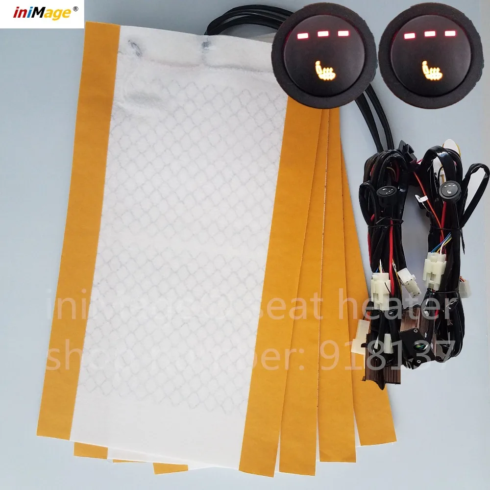 

2 seats installed new stytle round switch 3-level temperature carbon fibre universal car seat heaters heating system,auto parts