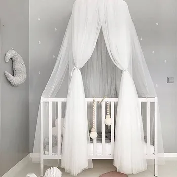 

Cotton Nordic Mosquito Net Baby Bedding Dome Bed Canopy Cotton 7 Colors Hanging Kids Bedcover Curtain For Baby Kids Sleeping