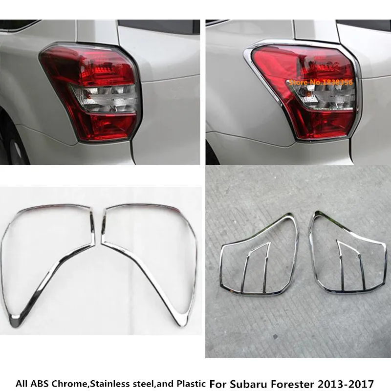 

For Subaru Forester 2013 2014 2015 2016 2017 car Rear tail back Light lamp detector frame stick ABS Chrome cover trim panel 2pcs