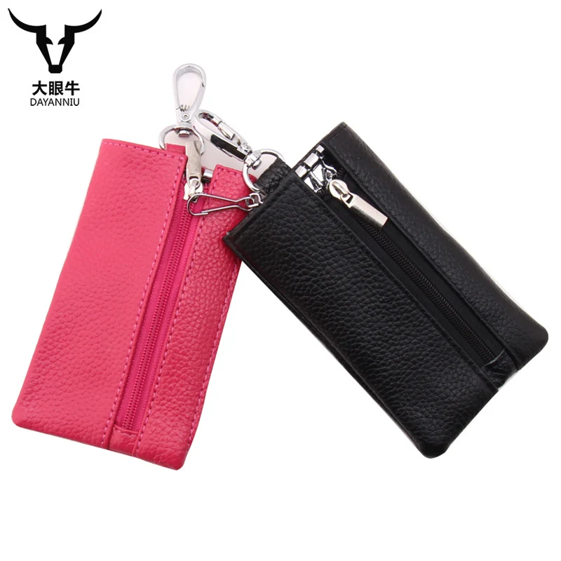 

Cute Cheap Housekeeper Holders Square Detachable Key Chain Wallet Hasp Women Men Purses Genuine Leather Key Wallet