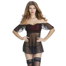 Женский Lenceria сексуальный Bady кукла прозрачный порно пижамы черный цвет оборками нижнее белье Ночная одежда