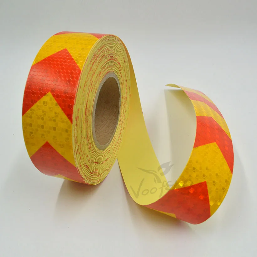 

Red/White Dual color arrow safety self adhesive warning tape with high visibility Free shipping