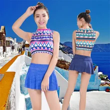 2017 new swimsuit female conservative skirt split flat pants sexy cute fresh student swimwear