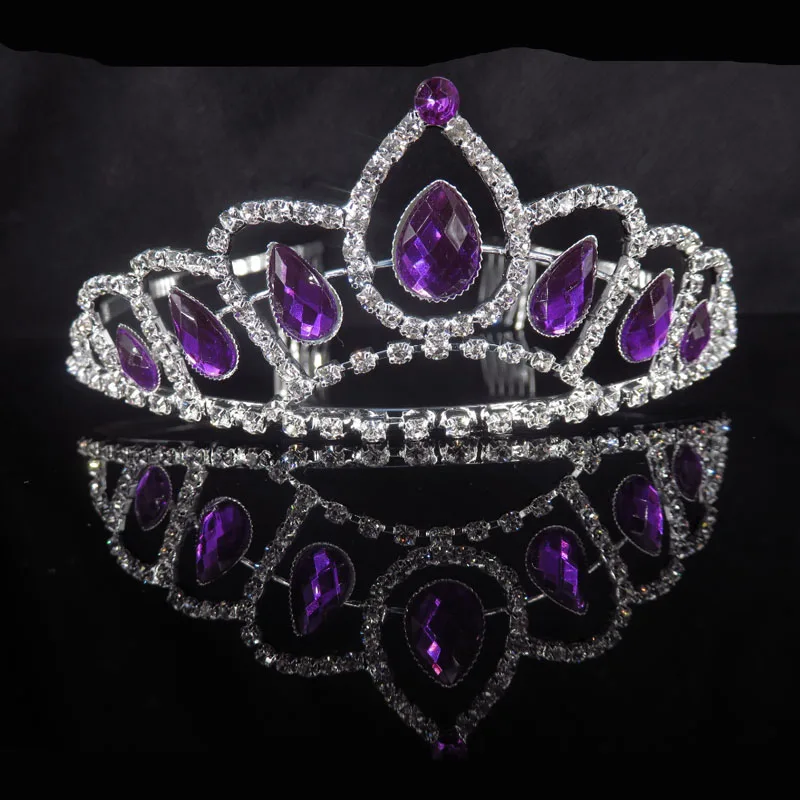 Огромный фиолетовый цветок, Хрустальная свадебная тиара, свадебная корона для невесты, Стразы золотого цвета, головная повязка, ювелирные аксессуары - Окраска металла: A 15x4.5 cm