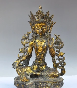 

17" Tibet buddhism bronze gilt Green Tara KwanYin GuanYin Goddess buddha statue