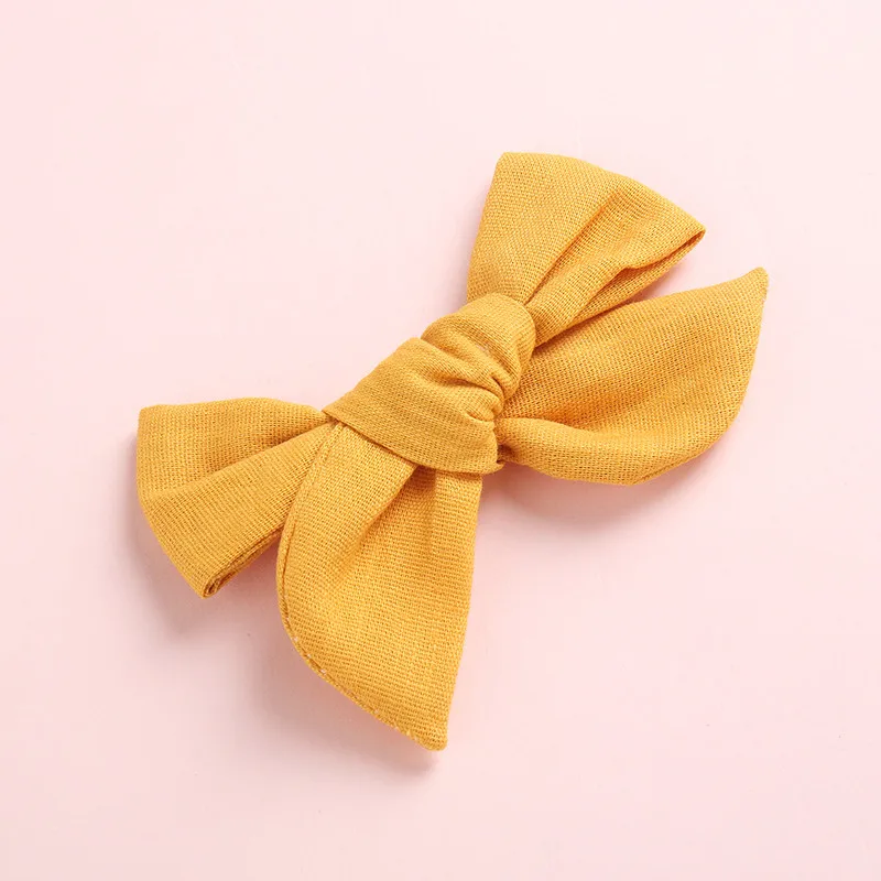 

1pcs School Girls Knot Bows Hair Clips,One Size Fit Most Solid Linen Bows Hair Clips,Kids Children Cotton Hair Barrettes 24color