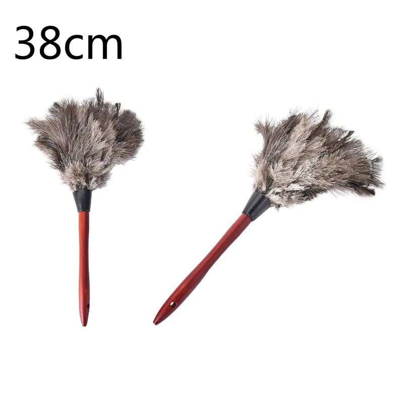 

38cm Ostrich Natural Feather Duster Brush Wood Handle Anti-static Cleaning Tool Household Furniturer Car Dust Cleaner