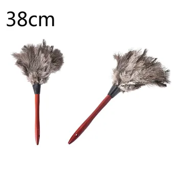 

38cm Ostrich Natural Feather Duster Brush Wood Handle Anti-static Cleaning Tool Household Furniturer Car Dust Cleaner