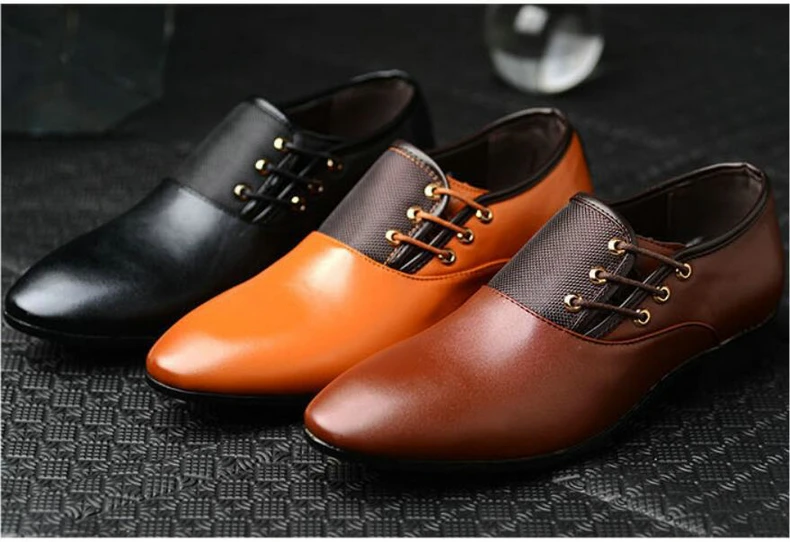 Men's Wedding Shoe Oxfords For Mens Shoes Formal Leather Black Brogues Dress Shoe Lace-Up Men Casual Shoes Oxfords Large Size 47 (1)
