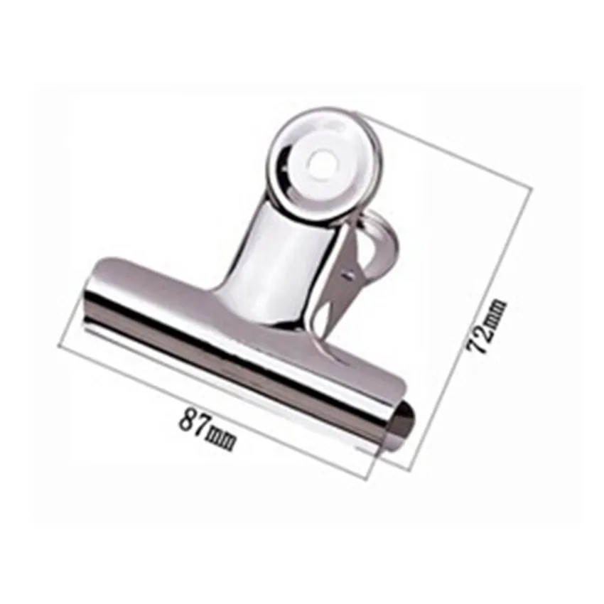 

Free Shipping (12pcs/lot) 87mm Big round top Grip Clips Bulldog clip Office supply metal bill clip stainless steel paper clip
