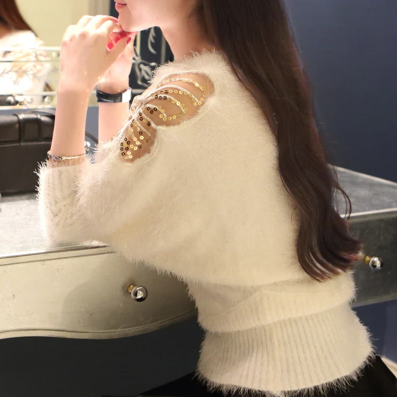 womens sweaters fashion 2015autumn Winter new Korean Women O-neck bat sleeve mohair oversized sweater plus size knitted sweater