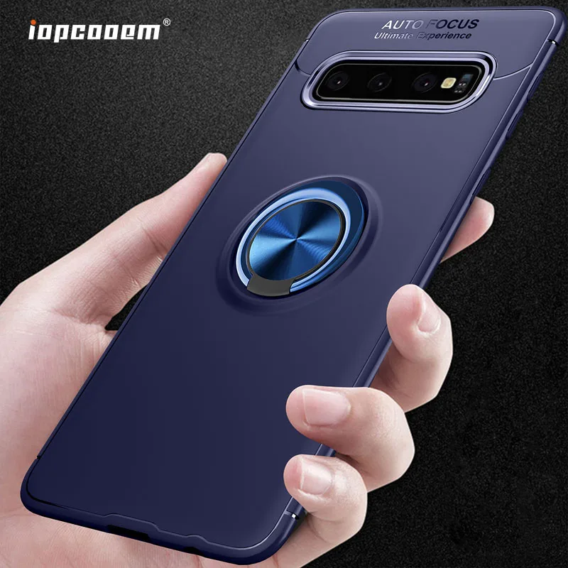 

For Samsung Galaxy S10 Case Finger Ring Holder Matte Soft Silicone Back Cover For Samsung S10 Lite Case For Samsung S10 Plus