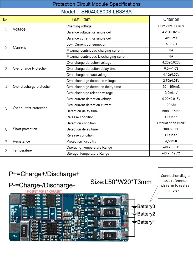 Модуль защитной цепи 3 S 8A PCB PCM BMS батарея защиты доска для 11,1 В литий-ионный плата защиты литий-полимерных аккумуляторов пакет SH04008008-LB3S8A