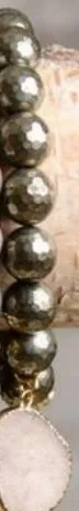 Шикарный Бирюзовый пириит Агаты камень браслет из бисера друзы Агаты Шарм Кулон стрейч браслет Бохо золотой браслет - Окраска металла: pyrite