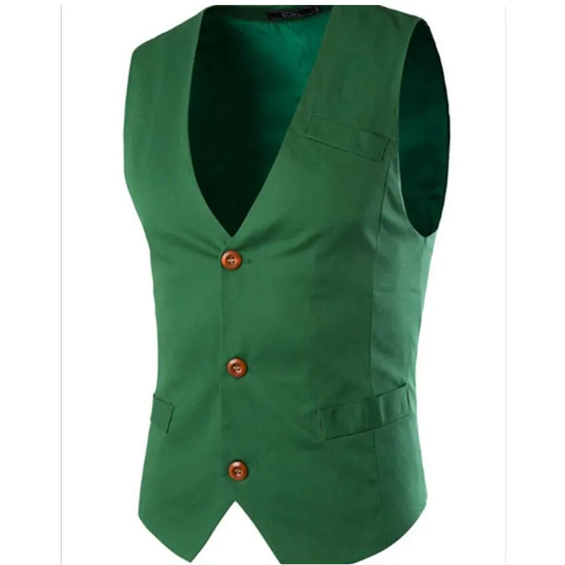 Men's slim V collar suit vest three buttons formal occasion men fashion suit vest single
