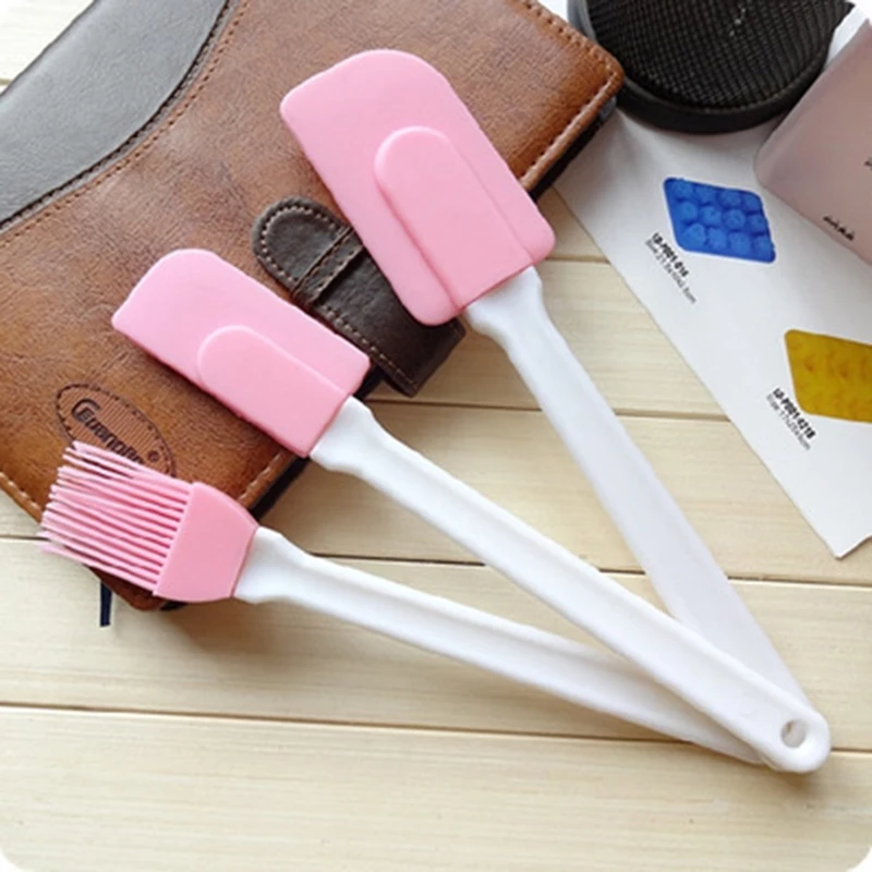  3pcs/set Pink Silicone Brush Knife Silicone Scraper Cake Cream Scraper Baking Basic Tools 2020 New 