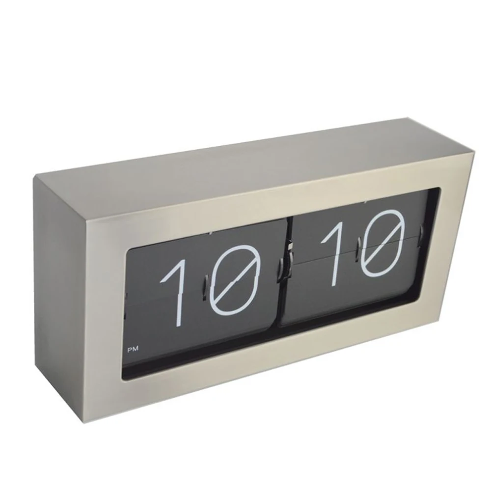 1 Pieces 14 Inch 5 Color Large Size Stainless Steel Auto Flip Table Clock For Office and Home Desk Decoration Clock