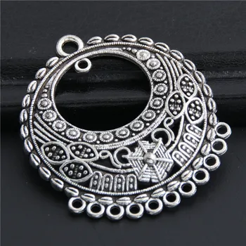 

5pcs Silver Color Big Howllow Earing Charms With Hole For Women Pendant Finding Accessories Jewelry Handmade Crafts 34mm A3027