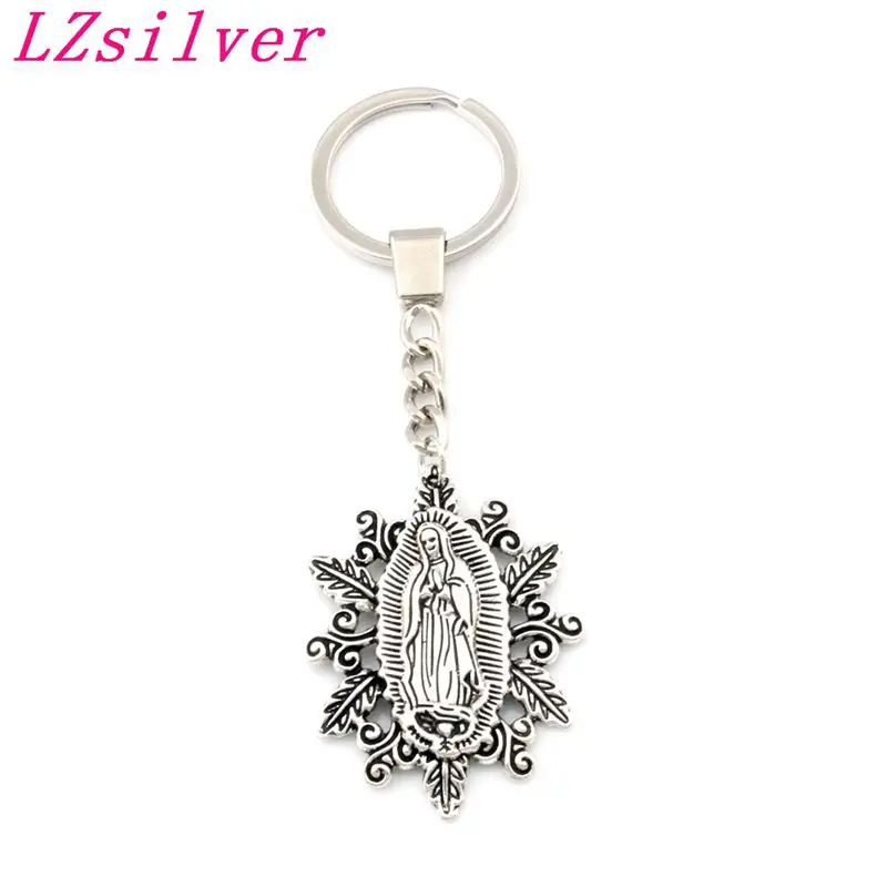 

10pcs/lots Keychain Retro Our Lady of the Holy Scapular Medal Charms Pendants Key Ring Travel Protection DIY Accessories 37x50mm