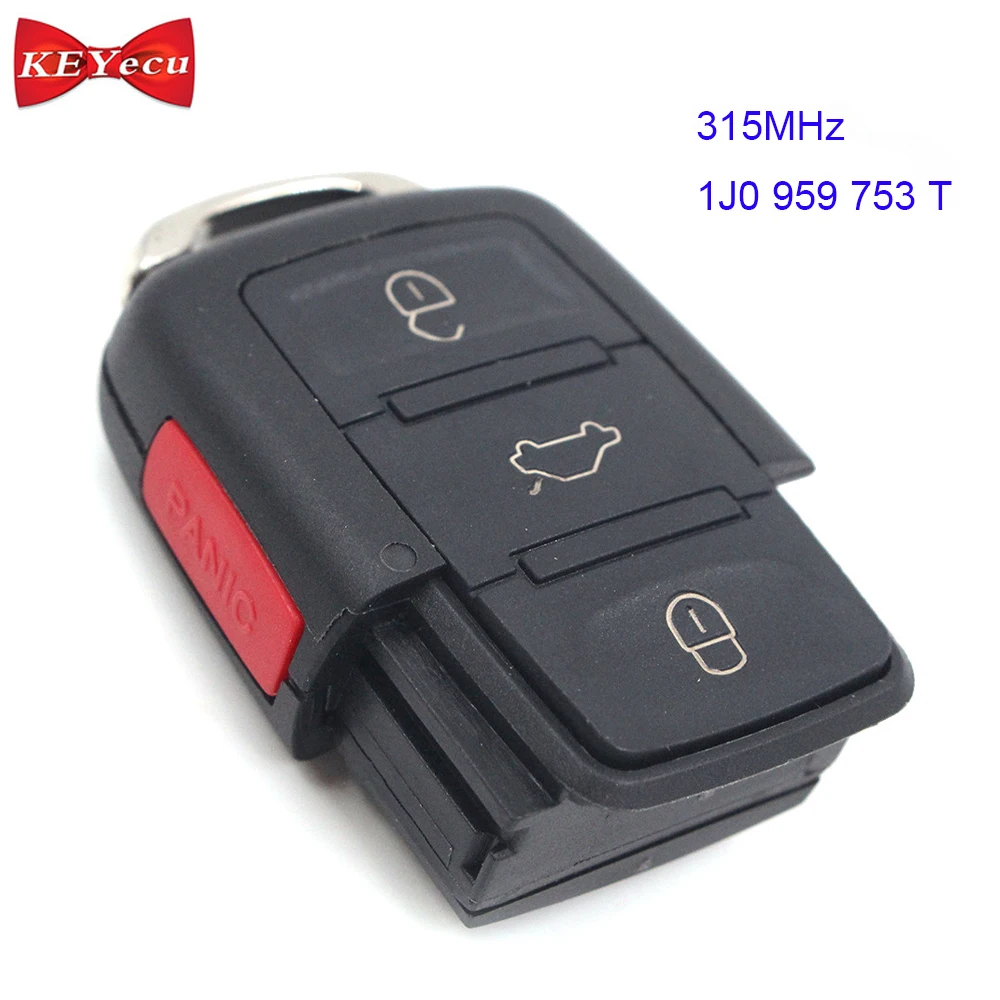 

KEYECU for Volkswagen Passat Jetta Golf New Beetle 1998 1999 2000 2001 Remote Control Key Fob 4 Buttons 315Mhz 1J0 959 753T