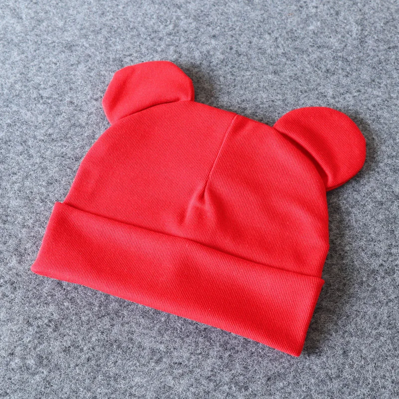 Милая детская шапочка с ушками мышки, Модная хлопковая шапка для маленьких мальчиков и девочек, Шапочка-бини с мультяшным рисунком, весенне-осенняя одежда для маленьких мальчиков 6-18 месяцев
