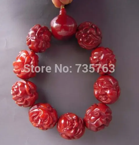 

xiuli 00579 Old Tibet Tibetan Yak Horn Carved Arhat Chain Bracelet Bangle