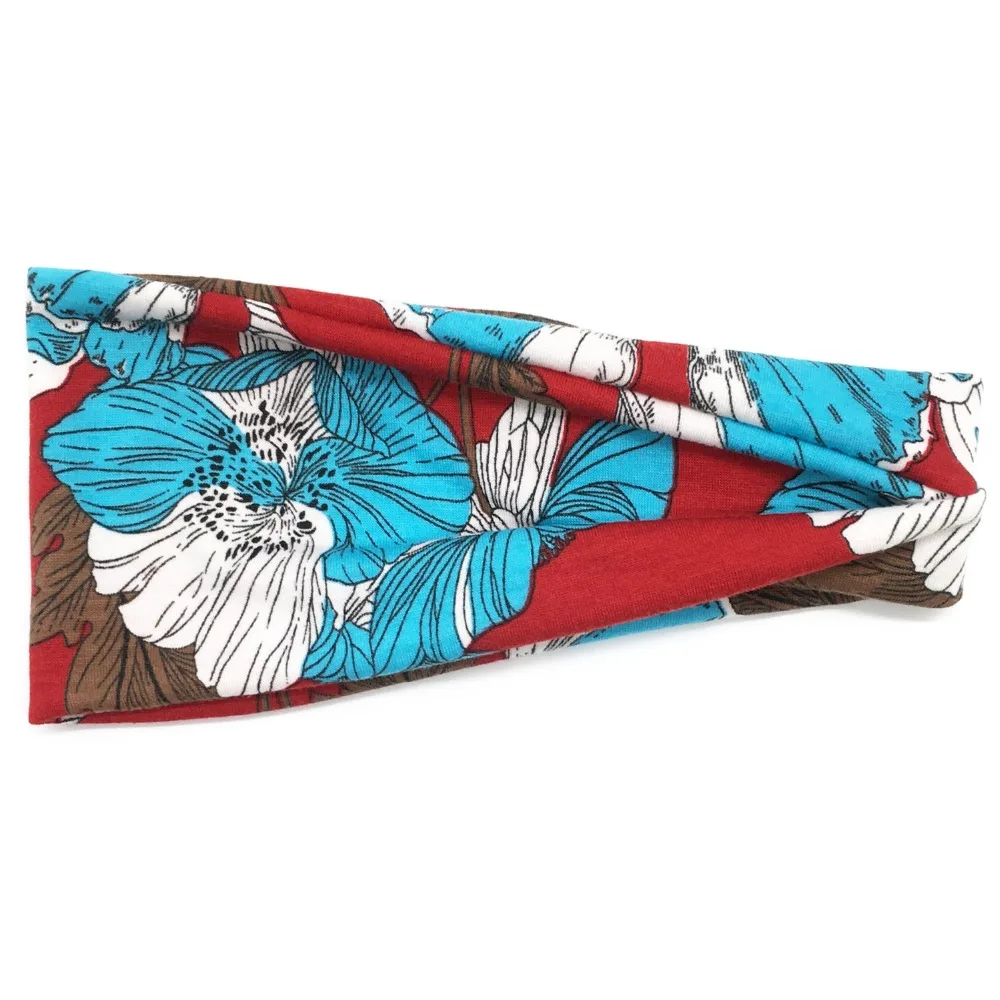 

10Pcs Women's Yoga Hair Band Sports Headband Ladies Prnted Floral Turban Head Hair Band Flower Wide Elastic Headwrap