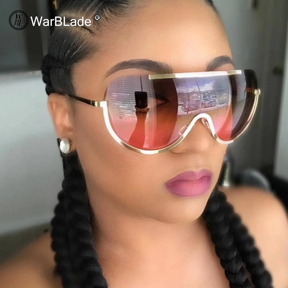 

WarBLade Rimless Gold Clear Sunglasses Men Women 2018 Brand Designer Clear Sunglasses Big Frame Sexy Sun Glasses Lunette Femme