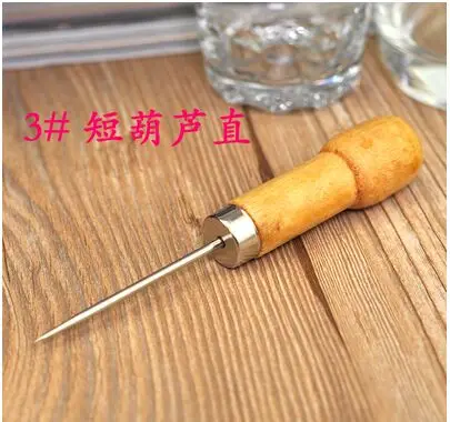 

2pcs/lot Awl Shoes&bags hole hook DIY Handmade Leather tool wooden handle cone needle repair needles