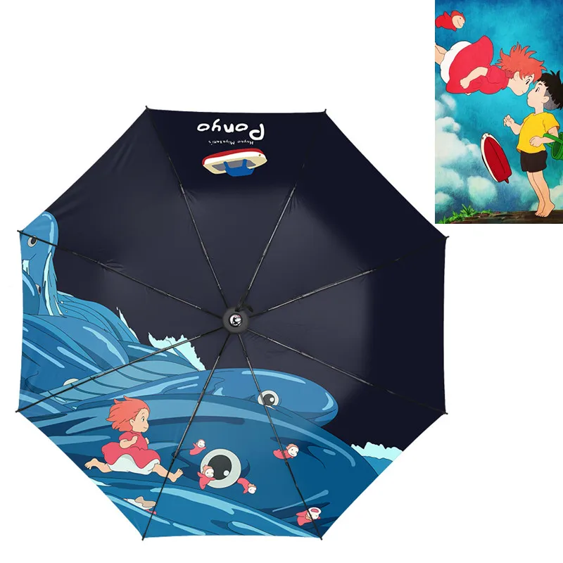 Аниме Унесенные Призраками Без лица человек Тоторо зонтик три-складной зонтик мультфильм Ветрозащитный складной зонт от дождя и солнца - Цвет: Style 5