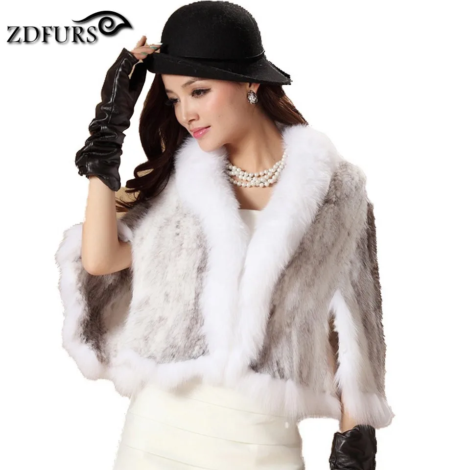 ZDFURS * Новые шапки из меха норки вязаная шаль пончо с лисой отделка натурального