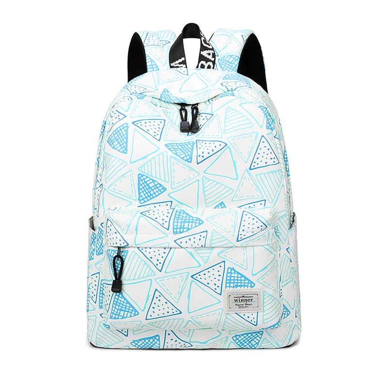 

Lightweight Stylish Pattern Printing School Backpack Waterproof Daypack for Girl Line Triangle Backpack