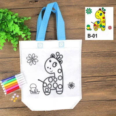 Bolso de mano de grafiti para niños, bolsa de tela para pintar, juguete de dibujo  para colorear, manualidades educativas, bolsas de embalaje no tejidas -  AliExpress