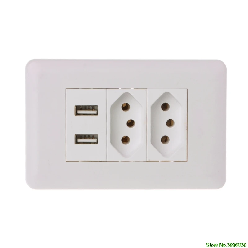 

15A WallDouble Standard Power Socket Adapter Dual Ports USB Charger Panel 5V 2.1A