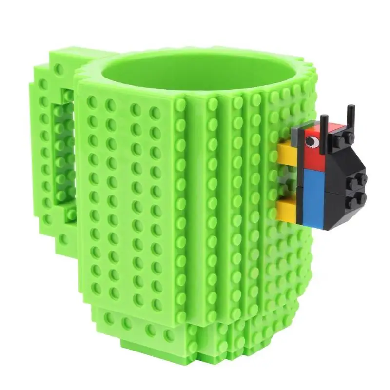 350 мл кофейная кружка со встроенным изображением кирпичной кружки типа строительных блоков чашка кружка-головоломка из блоков «сделай сам» посуда для напитков кружка для питья 11 цветов - Цвет: Зеленый