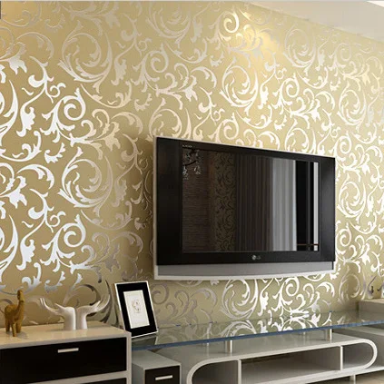 Simple European buttercup broom leaf embossed wallpaper waterproof bedroom living room TV  Simple European buttercup broom leaf embossed wallpaper waterproof bedroom living room TV