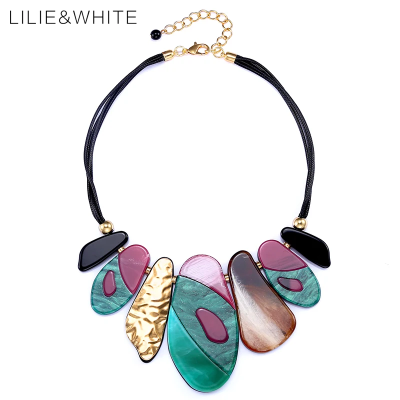

LILIE&WHITE Bohemia Color Multilayer Acrylic Splicing Collar Choker Necklace Statement Necklace For Women Jewelry Wholesale HC