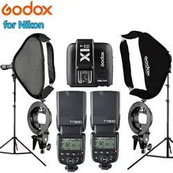 2 GODOX TT600 Камера Вспышка Speedlite + X1T-N триггер 2 шт. 60*60 Softbox 2 шт. Свет Стенд фотография комплекты студии для Nikon