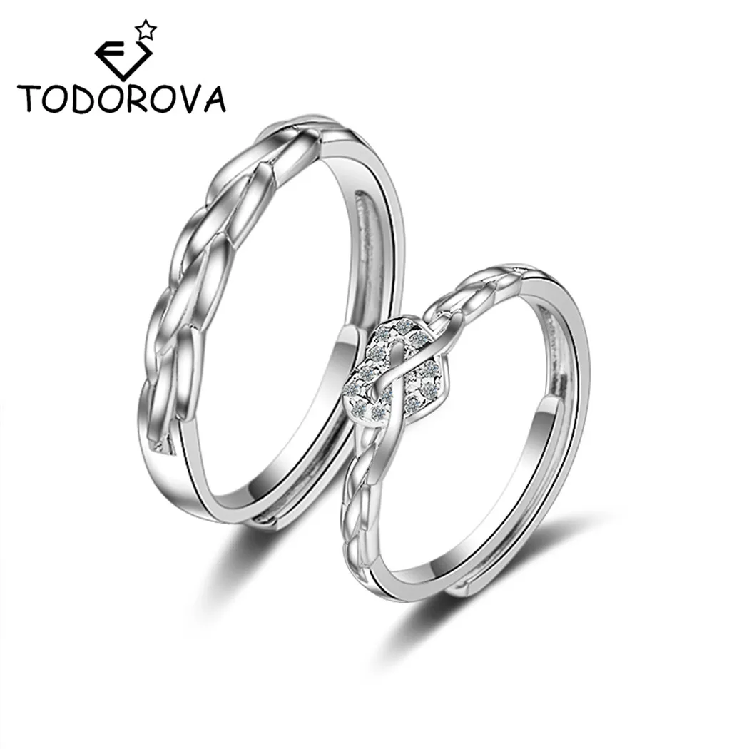 

Todorova Men Women Wedding Rings Lovers Crystal Couple Rings Set Jewelry Engagement Anniversary Gift for his and hers