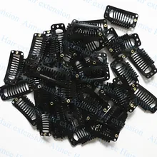 100 шт черные 3.2cm9teeth волосы оснастки зажимы для париков для машины wefted/вьющееся удлинение профессиональные салонные аксессуары