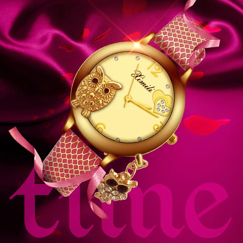 

Fashion Rhinestone Owl Luxury Ladies Wristwatch Pendant Creative Designed women watches Female Clock reloj mujer relogio femini