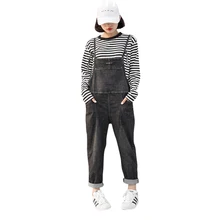 Женские Джинсовые комбинезоны однотонные черные Комбинезоны для женщин офисные Повседневное карман без рукавов Комбинезоны для женщин свободные штаны